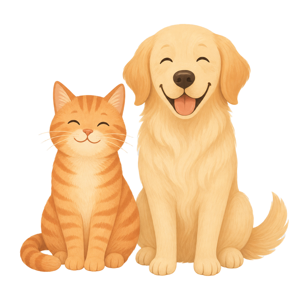 Happy cat and dog illustration
